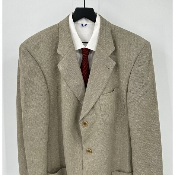 vintage 90s HUGO BOSS VINCENTE jacket blazer sport coat wool silk beige 42L - Picture 2 of 10